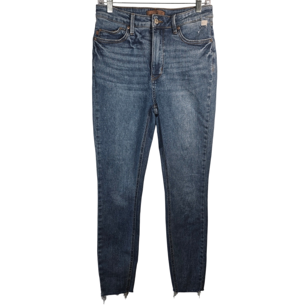 Judy Blue High Rise Vintage Raw Hem Skinny Jeans Medium Wash Size 9/29